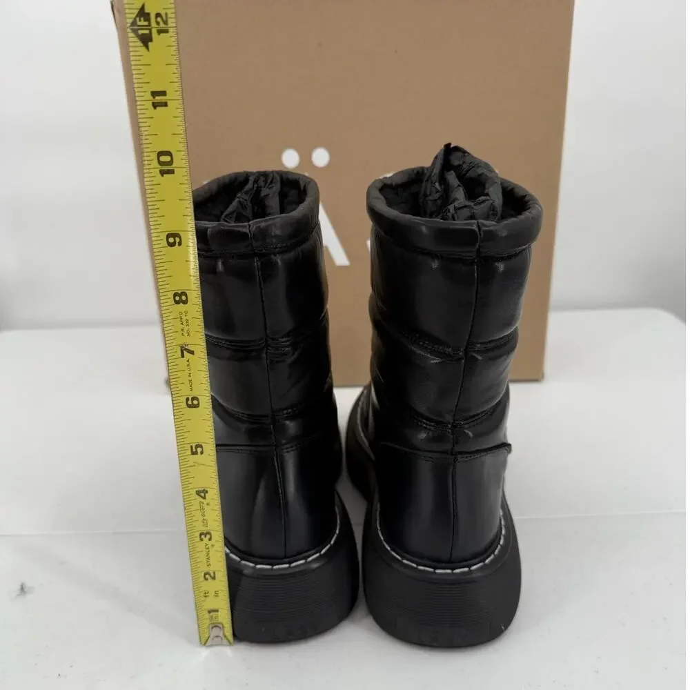 NEW LAST Fergie Leather Warm Lining Black Snow Boots Bootie Size EU 36